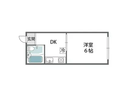 ヤングタウン(1DK/2階)の間取り写真