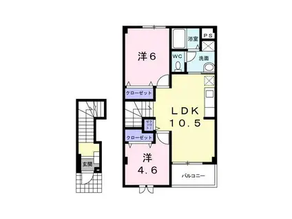 カレント静A(2LDK/2階)の間取り写真