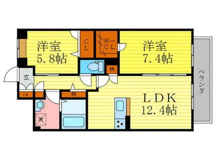 ハープアベニュー長岡京(2LDK/3階)の間取り写真