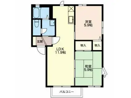 フレグランスリッチA(2LDK/2階)の間取り写真