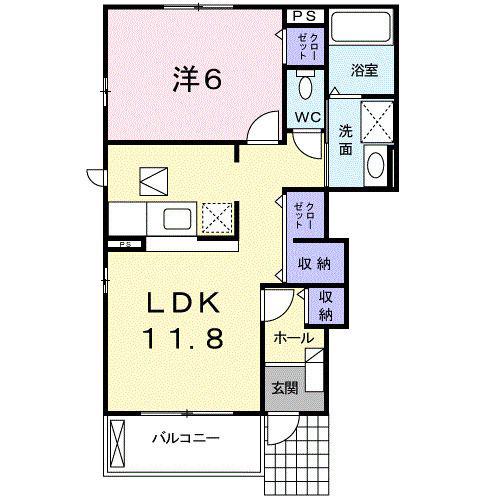 メゾン シャルマンB(1LDK/1階)の間取り写真