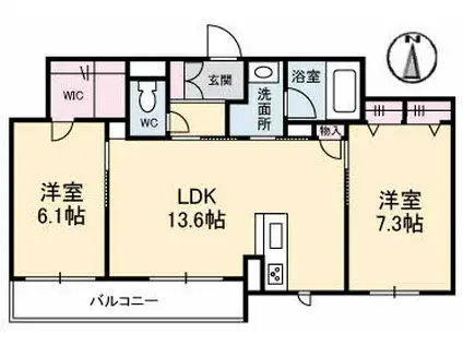 クレストヴェールV(2LDK/2階)の間取り写真
