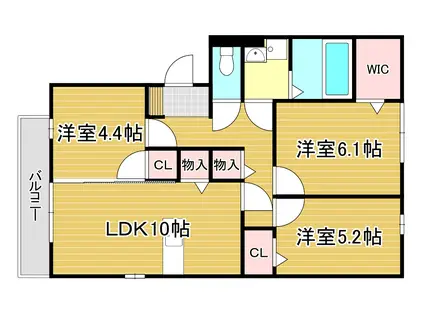 アムール中井(3LDK/3階)の間取り写真