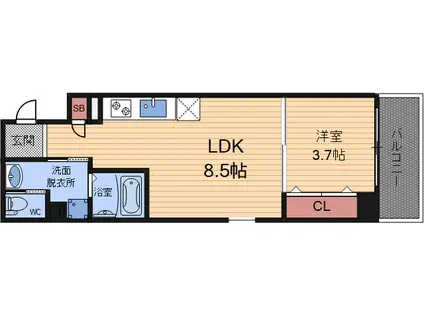 E-BONHEUR(1LDK/4階)の間取り写真