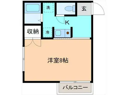 ベルビュー石引II(1K/2階)の間取り写真