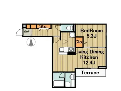 アルスフィルド相模原(1LDK/1階)の間取り写真