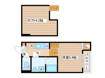 AL`AISE太子堂(1K/2階)の間取り写真