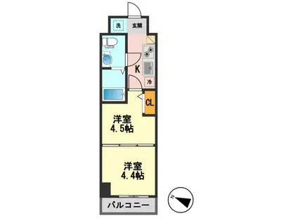 アスール亀有(1DK/7階)の間取り写真