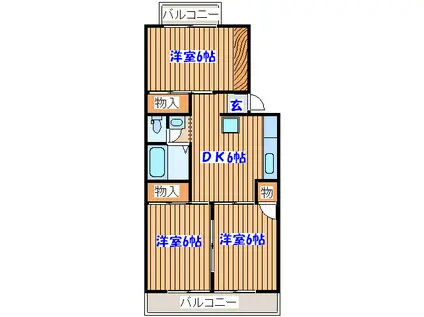 サンシャイン中山(3DK/1階)の間取り写真