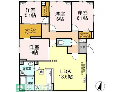 パルボヌール(4LDK/1階)の間取り写真