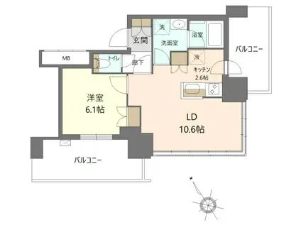 BRILLIA TOWER 浜離宮 ブリリアタワー浜離宮(1LDK/11階)の間取り写真