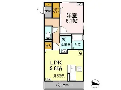 グランサイドヒルズ(1LDK/1階)の間取り写真