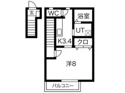 ALLEGIO(1K/2階)の間取り写真