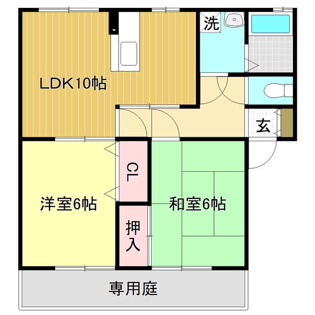 エクレール(2LDK/1階)の間取り写真