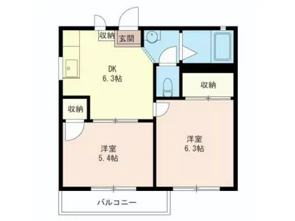 ルシードときわ台(2DK/2階)の間取り写真