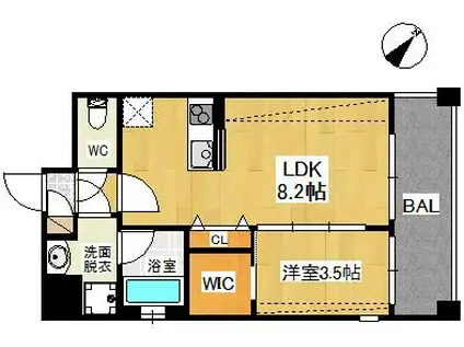 BRAND NEW DAY 高宮(1LDK/10階)の間取り写真