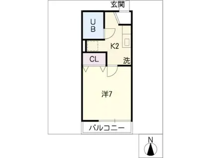 ホワイトスクエア(1K/2階)の間取り写真