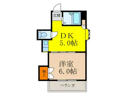 三国パラシオン(1DK/6階)の間取り写真