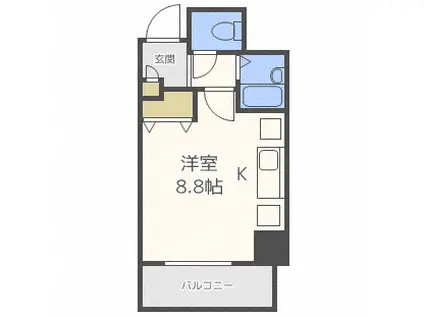 ウエスト10(ワンルーム/2階)の間取り写真