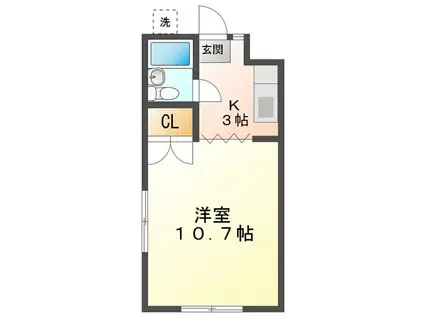 コーポ1K 北棟(1K/3階)の間取り写真