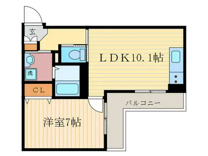 FIORE西院(1LDK/2階)の間取り写真