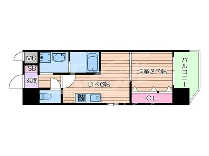 ビガーポリス412天満2丁目II(1DK/10階)の間取り写真