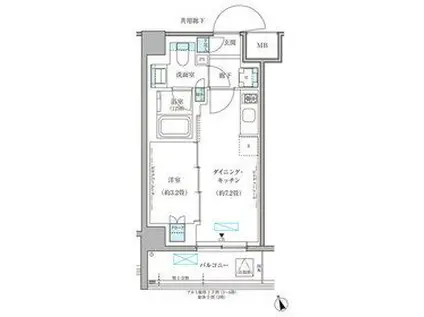 パークアクシス文京本郷(1DK/4階)の間取り写真