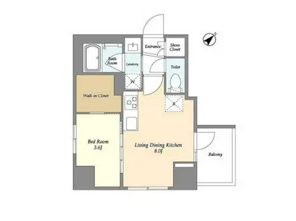 STANDZ勝どき(1LDK/2階)の間取り写真