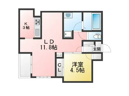 アークコート住吉(1LDK/1階)の間取り写真