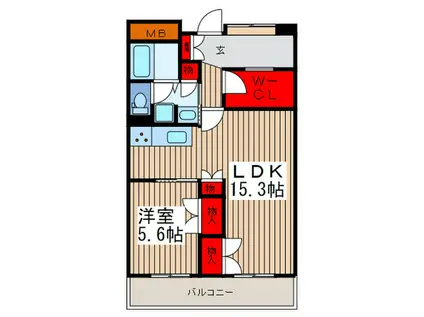 ローズガーデン(1LDK/3階)の間取り写真