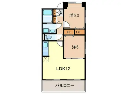 リッシェル(2LDK/3階)の間取り写真