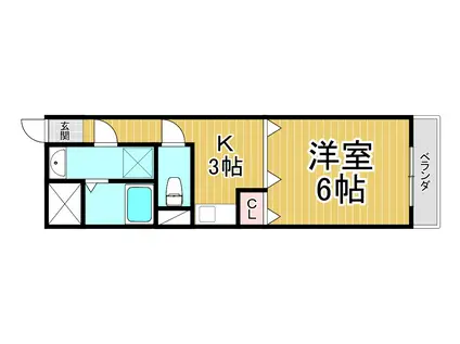 フォンテーヌ ブロー(1K/4階)の間取り写真