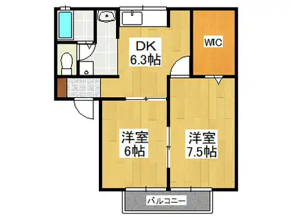 セジュールエスペレ(2DK/2階)の間取り写真