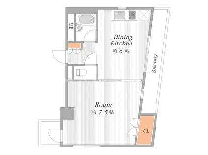 リヴェール(1DK/4階)の間取り写真