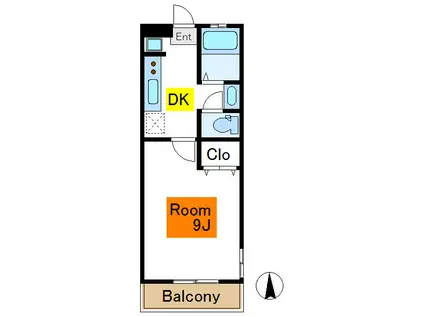 笹野ハイツ(1DK/2階)の間取り写真