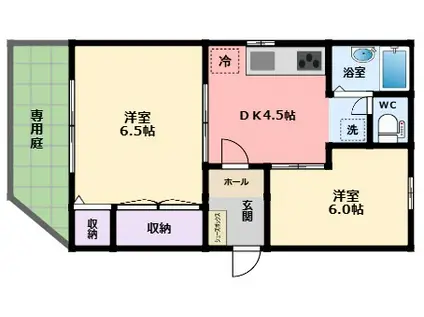 ハイツベガ(2DK/1階)の間取り写真