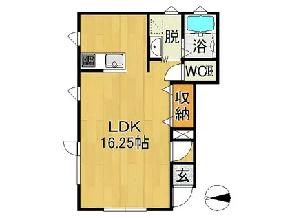 サンヒルズ桔梗野(ワンルーム/1階)の間取り写真