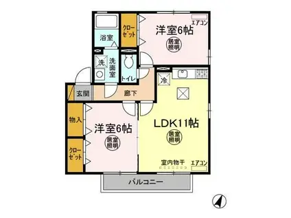 ROYALPARKHIMEKODEFGH(2LDK/1階)の間取り写真