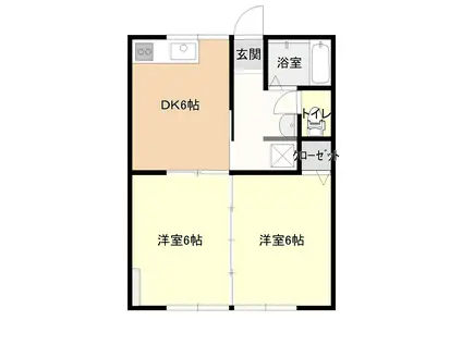 コーポMOMO A棟(2DK/1階)の間取り写真