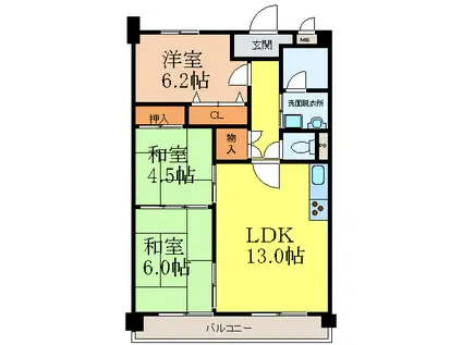 パインコート江坂(3LDK/2階)の間取り写真