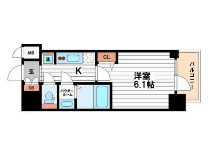 プレサンス松屋町ヴェルデス(1K/3階)の間取り写真