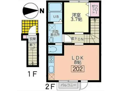 LE MONDE(1LDK/2階)の間取り写真