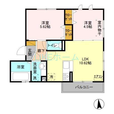 リヴェールコート(2LDK/3階)の間取り写真