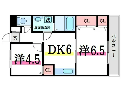 イーストハイムII(2DK/2階)の間取り写真