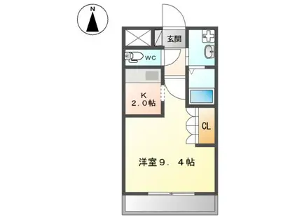 シェルルS(1K/1階)の間取り写真