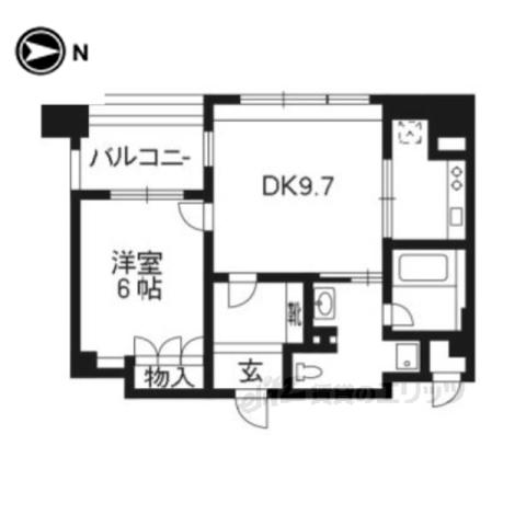 リーガル京都烏丸通(1LDK/2階)の間取り写真