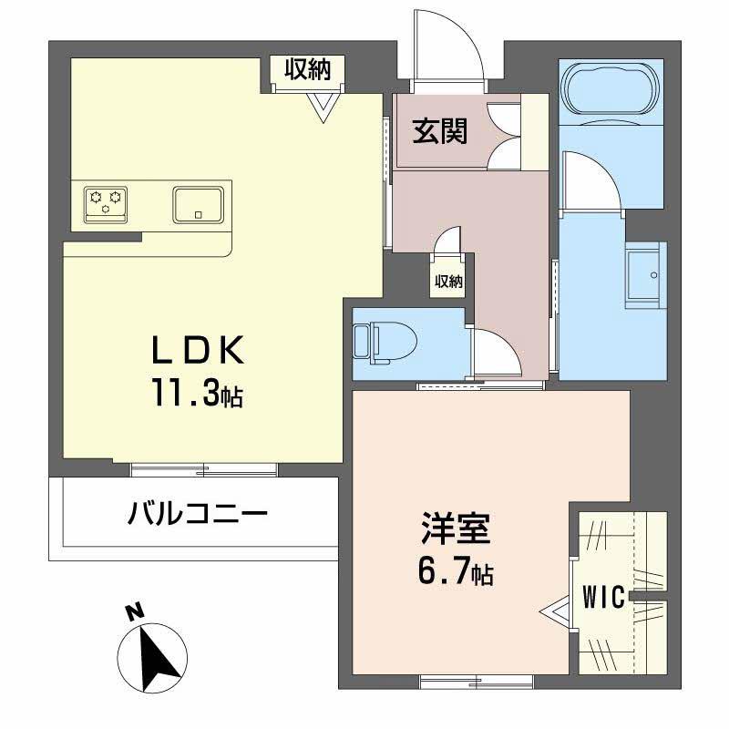 シャーメゾン 木の実(1LDK/2階)の間取り写真