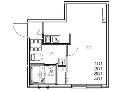 T.Y.H綾瀬(ワンルーム/2階)の間取り写真