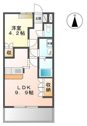 アドミレT-II(1LDK/1階)の間取り写真