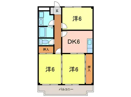 ネオハイツ新富(3DK/3階)の間取り写真